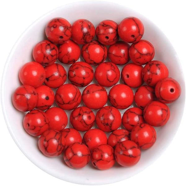 Red Turquoise with Crown Crystal Men Women Natural Gemstone Beaded Bracelet