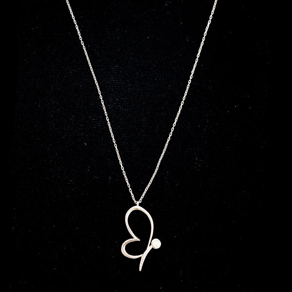 Half Butterfly Silhouette Necklace - Single Line Art Pendant