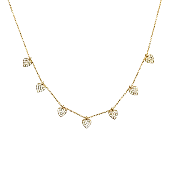 Multiple Heart White Crystal Sterling Silver Necklace