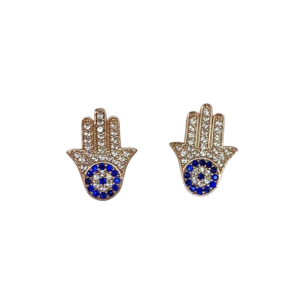 Hamsa Evil Eye Sterling Silver Earrings
