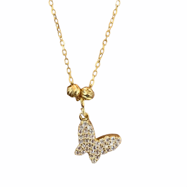 Mini Butterfly Sterling Silver Necklace with Ball Chain