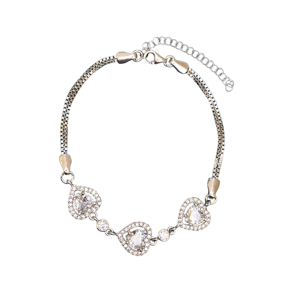 Lovely Triple Hearts Sterling Silver Bracelet