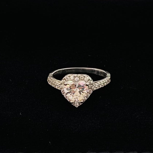 Super Shiny Heart Shape Sterling Silver Ring