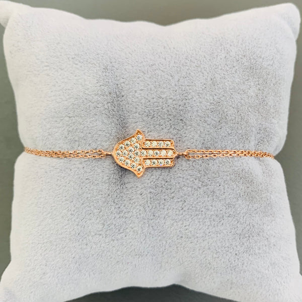 Dainty Hamsa Crystal Bracelet