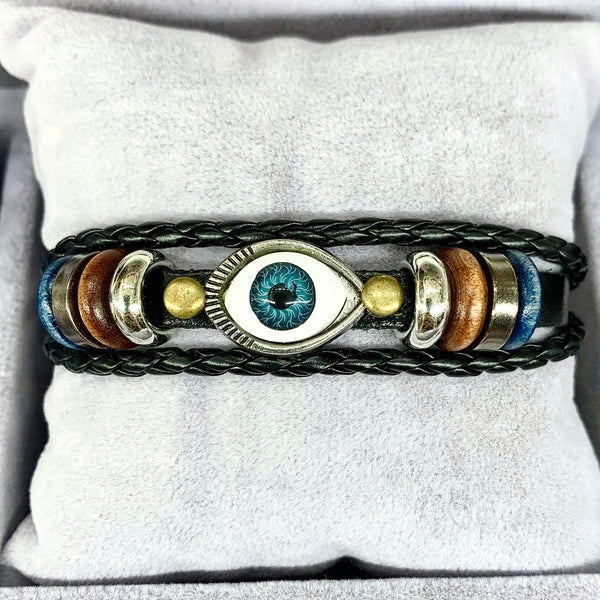 Evil Eye Leather Men Bracelet