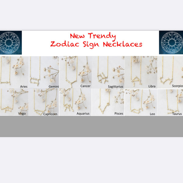 New Trendy Zodiac Sign Sterling Silver Necklace