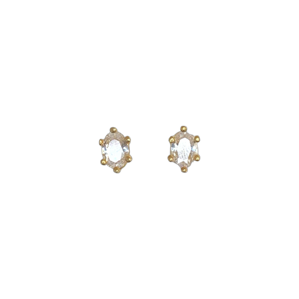 Elliptic Crystal Sterling Silver Stud Earrings