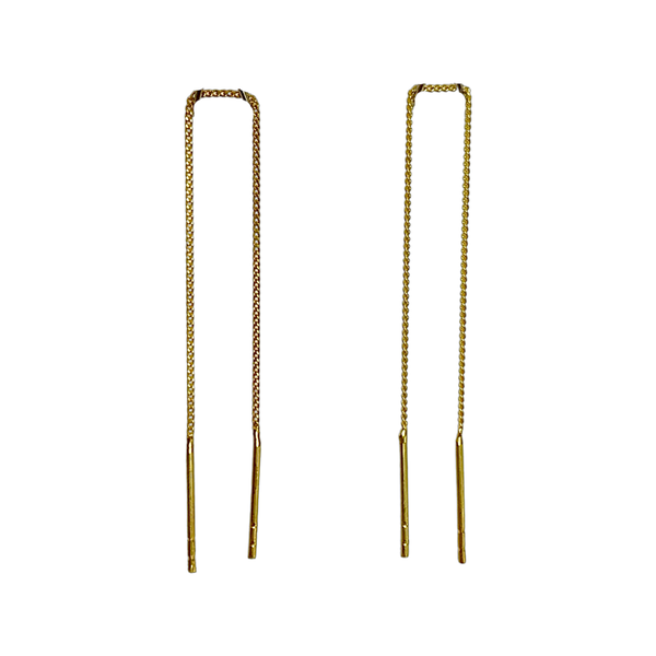Plain Japanese Silver Dangle Chain Earrings