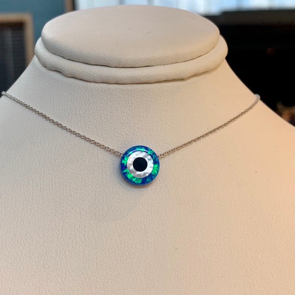 Opal Evil Eye Necklace sterling silver