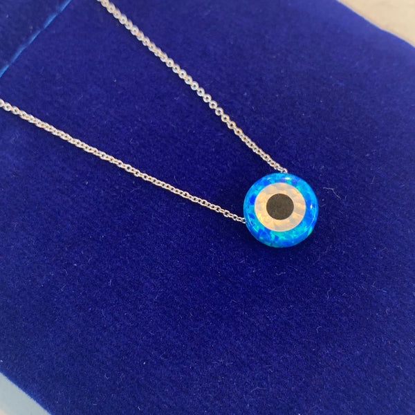 Opal Evil Eye Necklace sterling silver