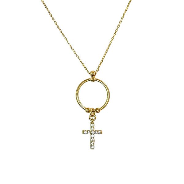 Cross Sterling Silver Necklace Circle