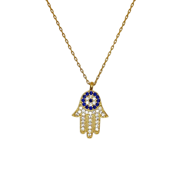 Evil Eye Hamsa Sterling Silver Necklace