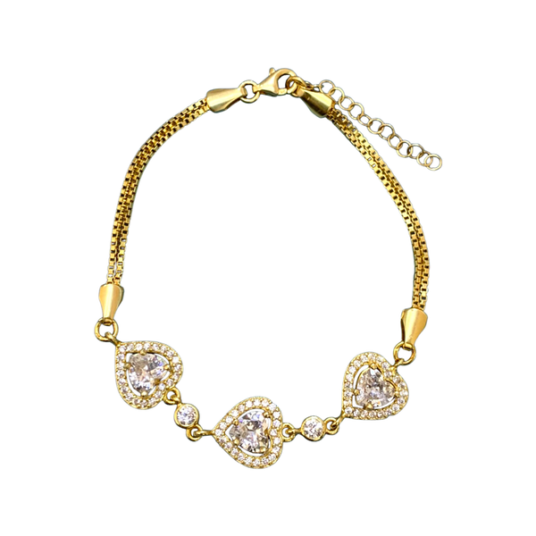 Lovely Triple Hearts Sterling Silver Bracelet