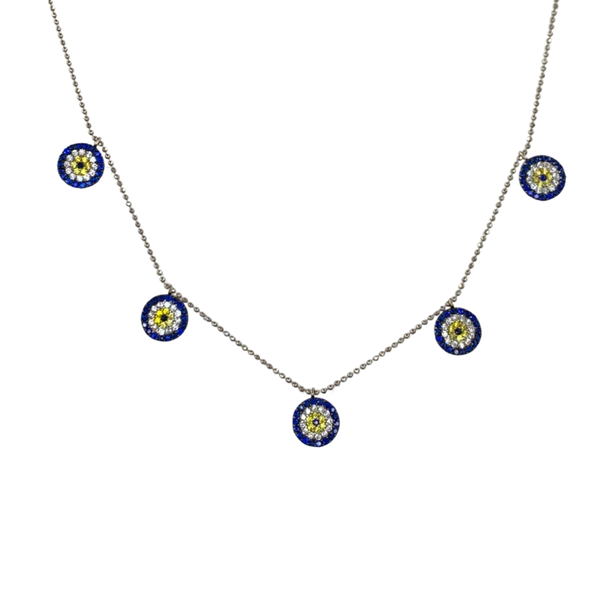 Bigger Multiple Evil Eye Sterling Silver Necklace