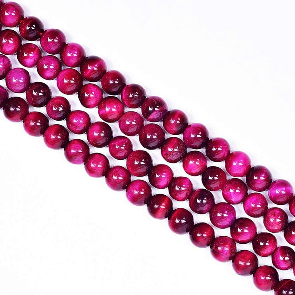 Pink Tiger Eye with Evil Eye Crystal Men Women Natural Gemstone Beaded Bracelet