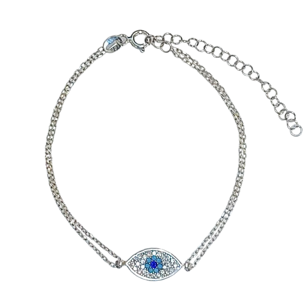 Evil Eye Sterling Silver Bracelet Lucky Charm
