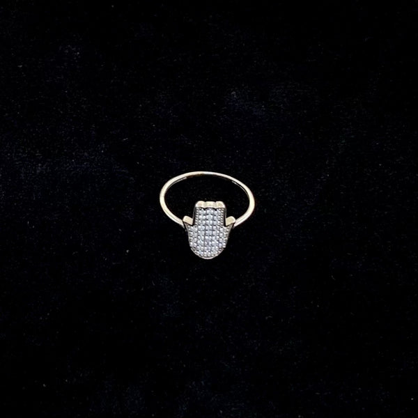 Hamsa Sterling Silver Silver Ring CZ