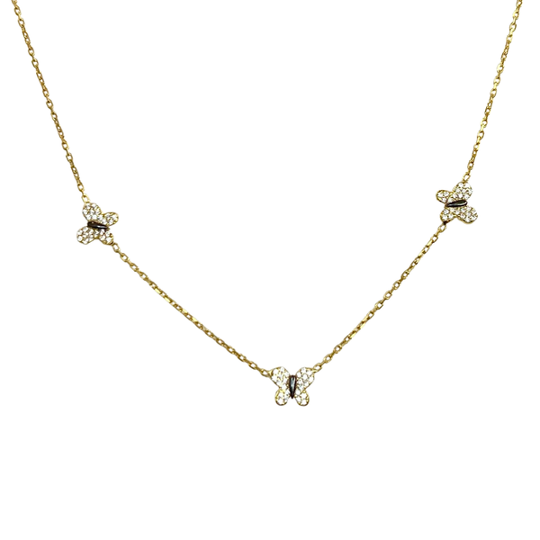 Triple Butterfly Sterling Silver Necklace