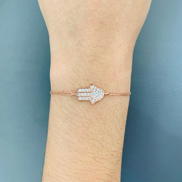 Dainty Hamsa Crystal Bracelet