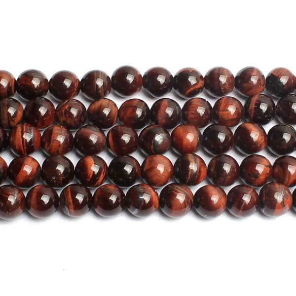 Red Tiger Eye with Evil Eye Crystal Men Women Natural Gemstone Beaded Bracelet