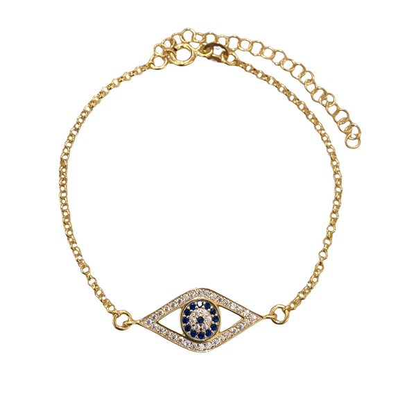 Stylish Turkish Blue Evil Eye Sterling Silver Bracelet