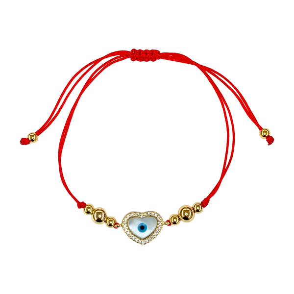 Enamel Evil Eye Adjustable Red String Bracelet Hamsa