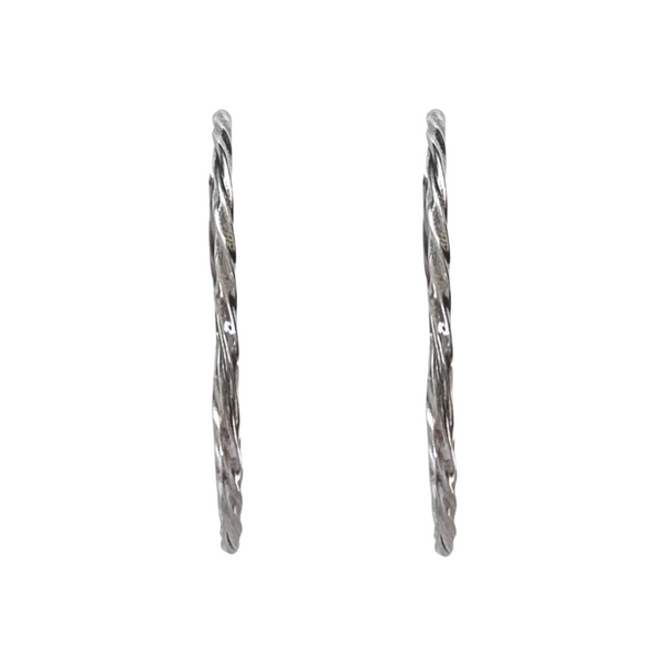 Big Twisted Sterling Silver Hoops Earrings