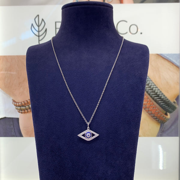 Turkish Blue Evil Eye Sterling Silver Necklace