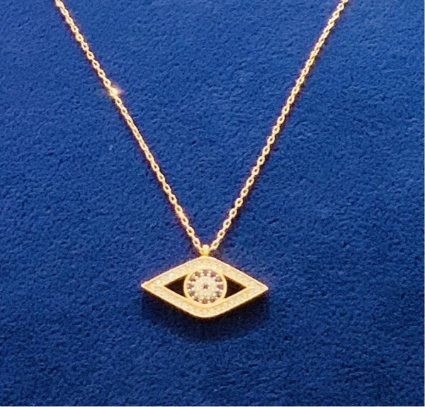 Turkish Blue Evil Eye Sterling Silver Necklace