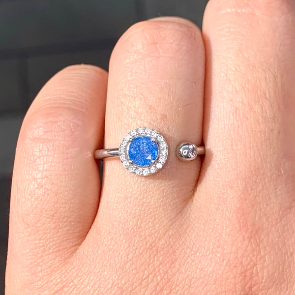 Princess Crystal Silver Ring Adjustable