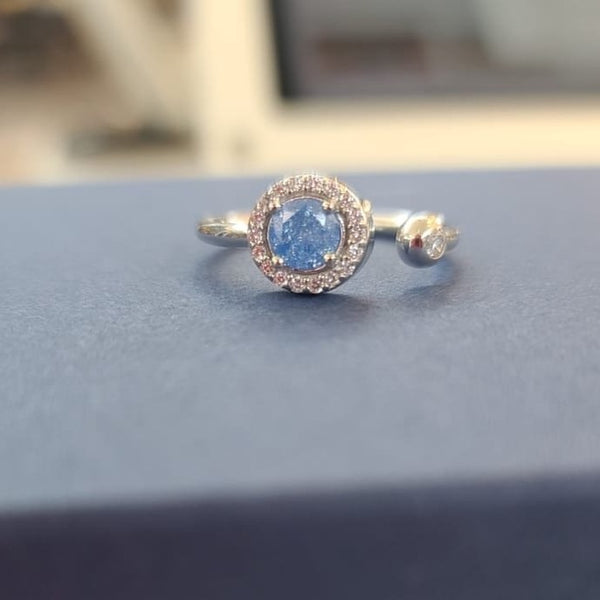 Princess Crystal Silver Ring Adjustable
