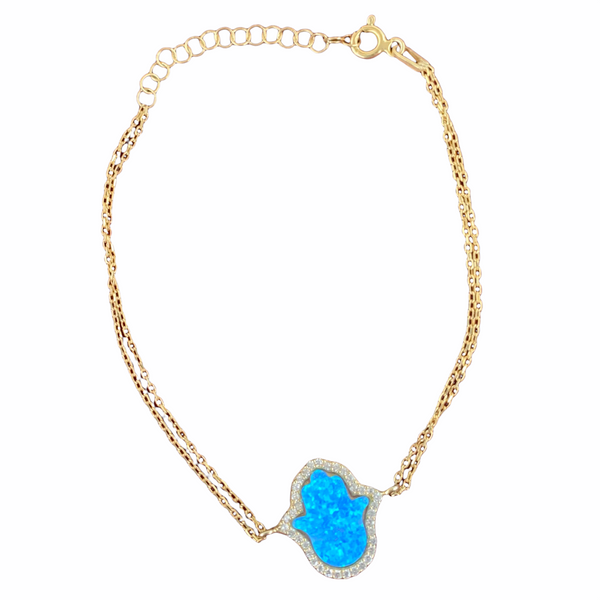Opal Hamsa Bracelet Dainty Sterling silver