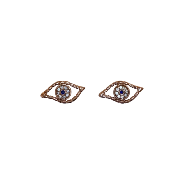 Greek Evil Eye Sterling Silver Stud Earrings