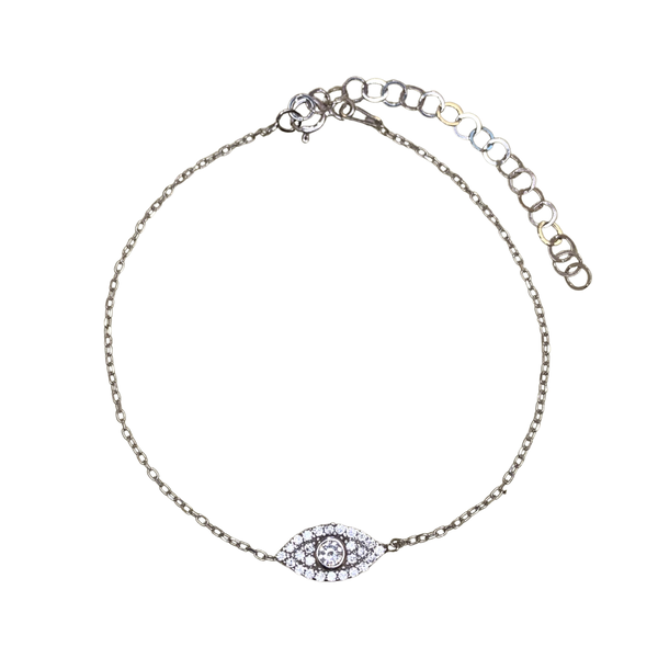 Dainty Shiny Eye Shape Evil Eye Bracelet Sterling Silver