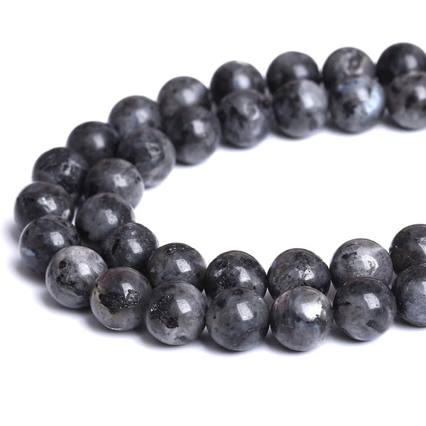 Larvikite with Crown Crystal Men Women Natural Gemstone Adjustable String Beaded Bracelet