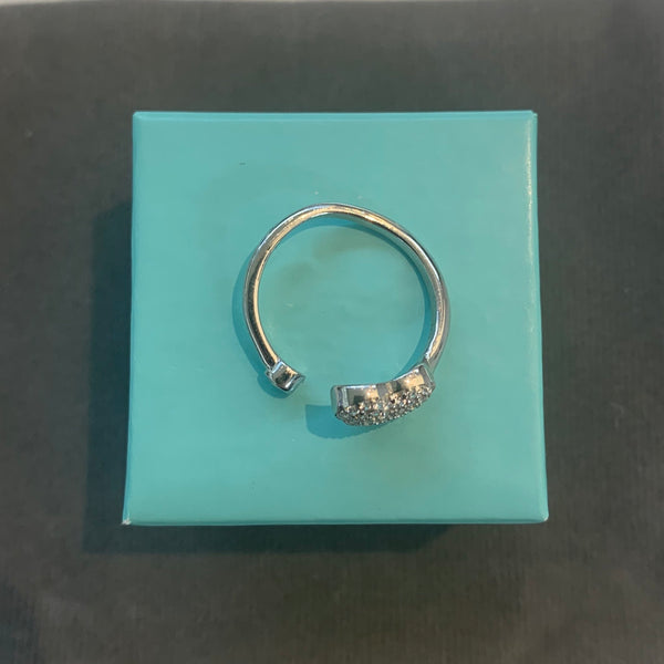 Heart Ring 925 Sterling Silver CZ Adjustable