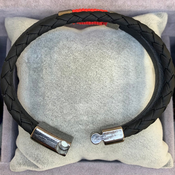 Black and Red Leather Bracelet