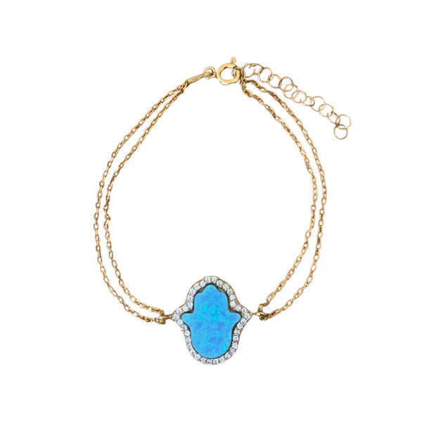 Opal Hamsa Bracelet Dainty Sterling silver