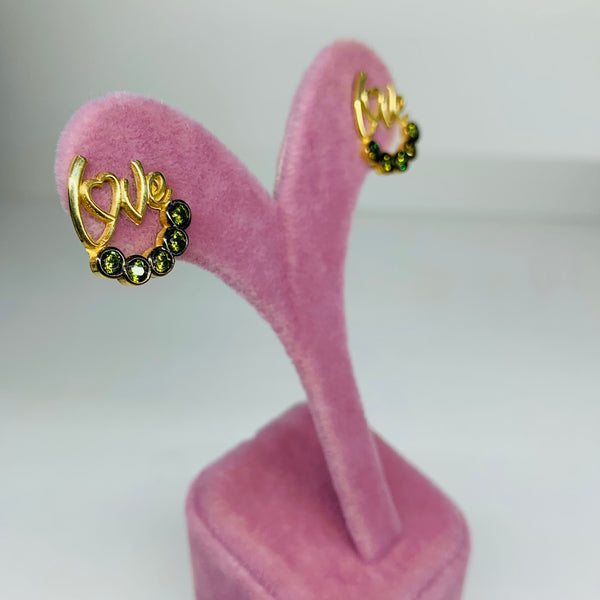 Love Gold Plated Sterling Silver Stud Earrings