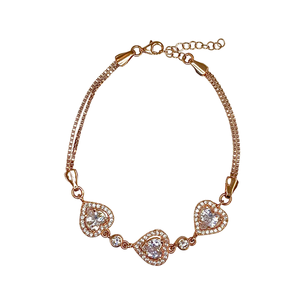 Lovely Triple Hearts Sterling Silver Bracelet