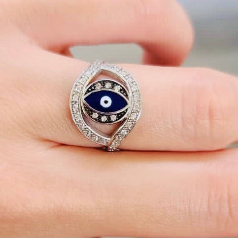 Enamel Eye Shape Big Ring Adjustable