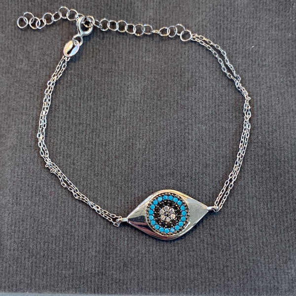 Eye Shape Turquoise Navy Crystals Bracelet