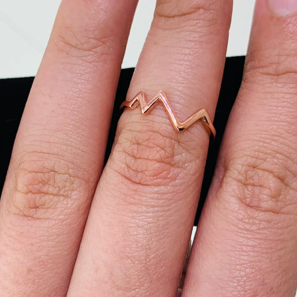 Rose Gold Plated Mountain Shape Sterling Silver Ring