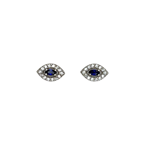 Blue Stone Eye Shape Evil Eye Earrings