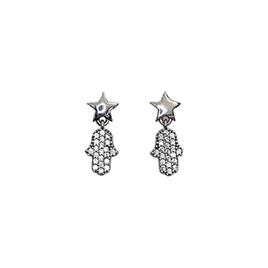 Star Hamsa Sterling Silver Stud Earrings