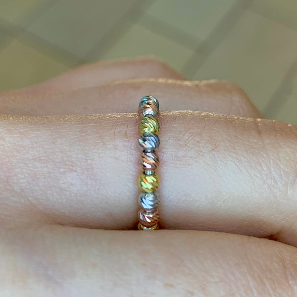 Triple Color Stylish Sterling Silver Ring