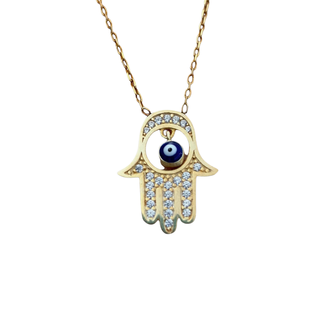 Hamsa Evil Eye Necklace Turkish Jewelry