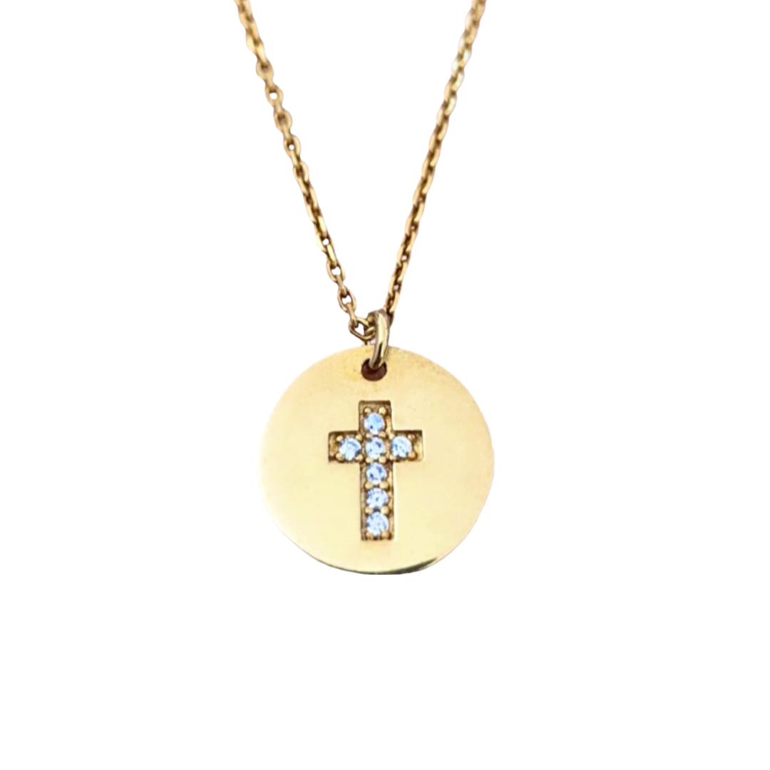 Circle Cross Necklace 18K Gold Plated