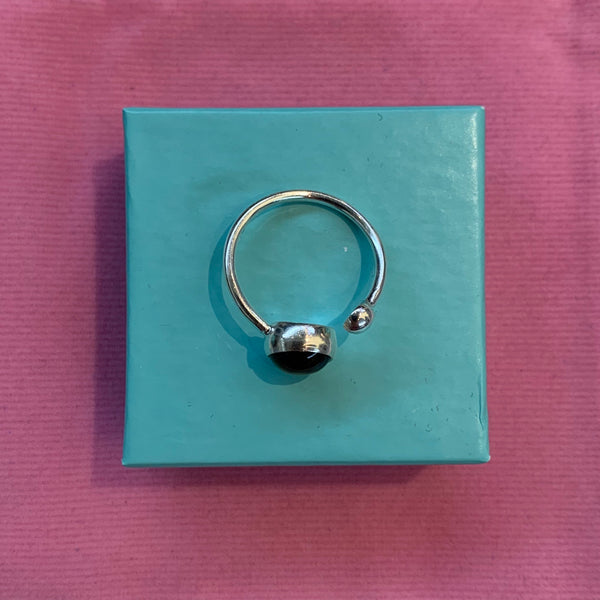 Gemstone Turquoise Tiger Eye Ring Sterling Silver Adjustable