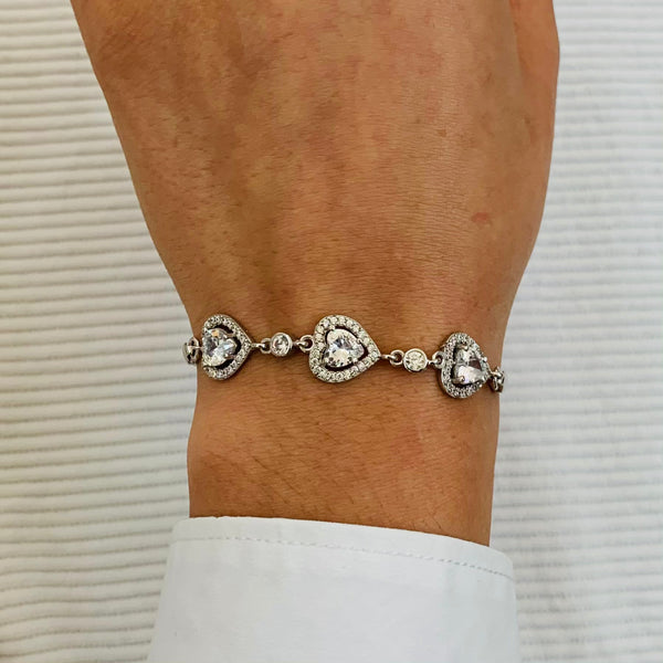 Lovely Triple Hearts Sterling Silver Bracelet